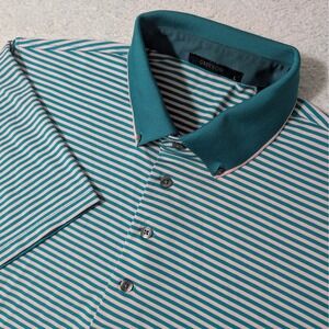 Greyson Polo Shirt Mens L Teal Striped Stretch Short Sleeve Golf Top